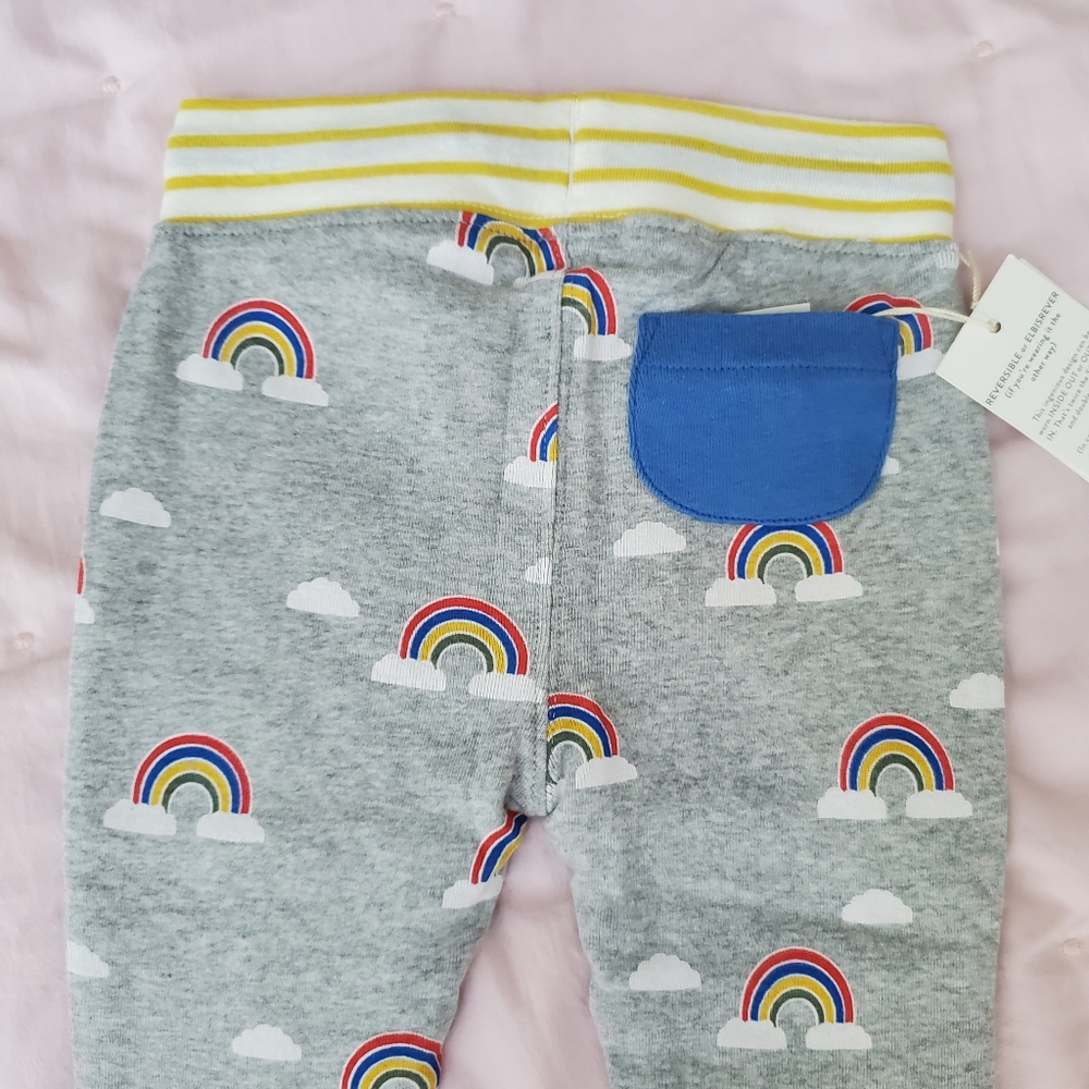 ๐๐โ๏ธNWT Baby Boden reversible knit bottoms pants rainbow cloud 6-12 months - Picture 3 of 5